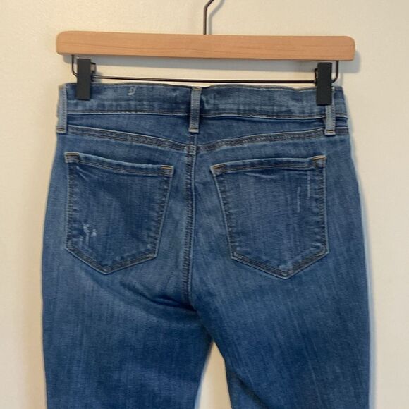 LOFT Medium Wash Modern Skinny Mid-Rise Raw Edge Hem Jeans Size 26/2 P - Picture 6 of 11